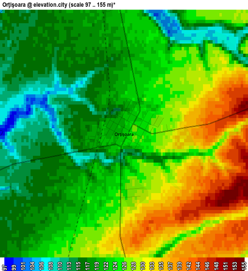 Orţişoara elevation map