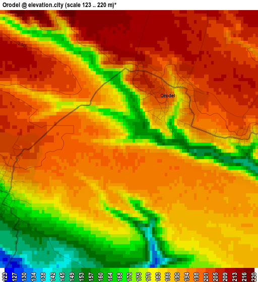 Orodel elevation map