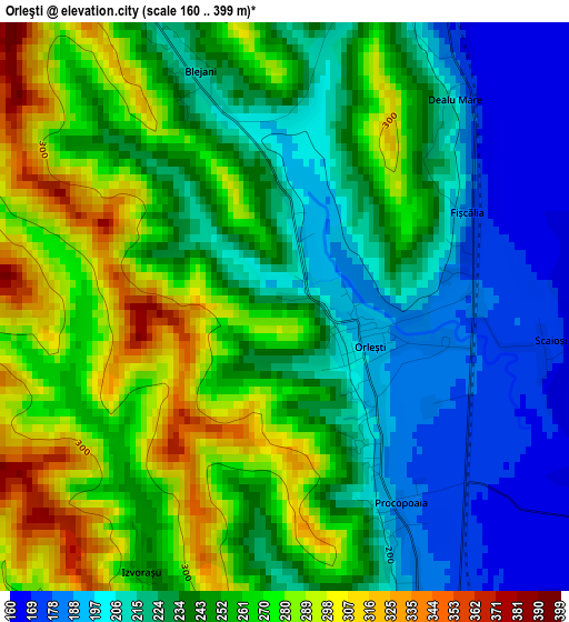 Orleşti elevation map