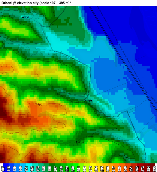 Orbeni elevation map