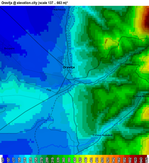 Oraviţa elevation map