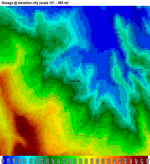 Oneaga elevation map