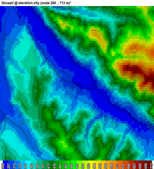 Oncești elevation map