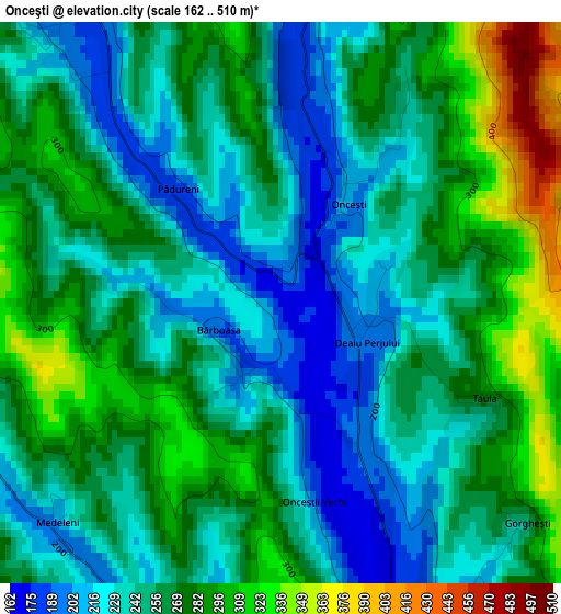 Onceşti elevation map