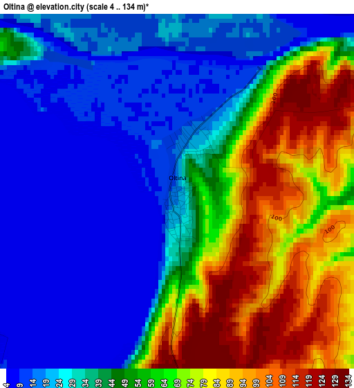 Oltina elevation map