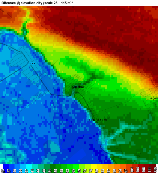 Olteanca elevation map