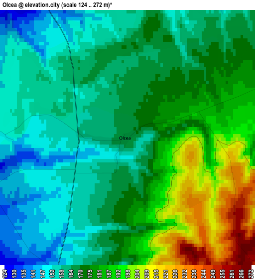 Olcea elevation map