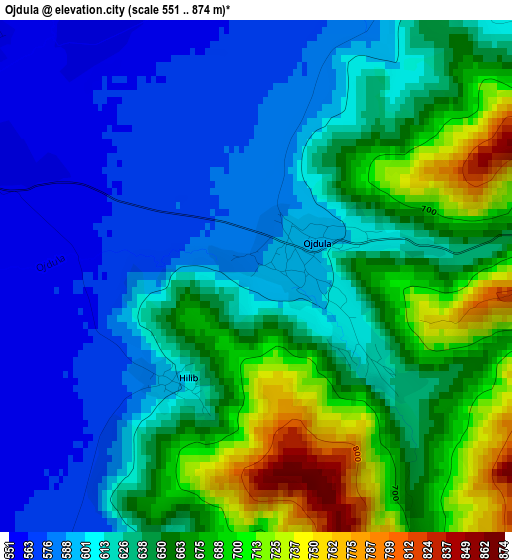 Ojdula elevation map