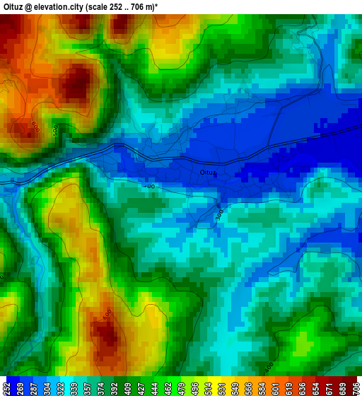 Oituz elevation map