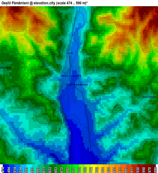 Oeștii Pământeni elevation map