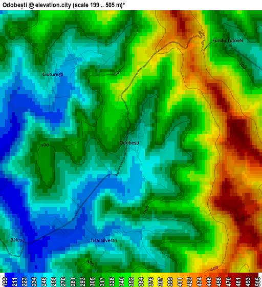 Odobești elevation map