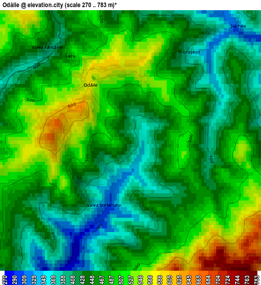 Odăile elevation map