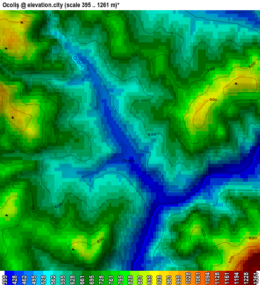 Ocoliş elevation map