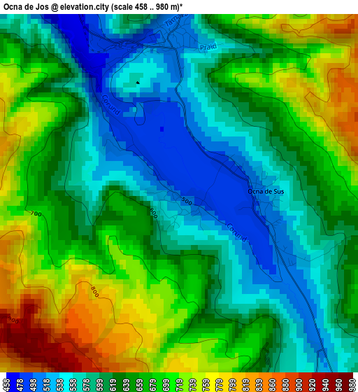 Ocna de Jos elevation map