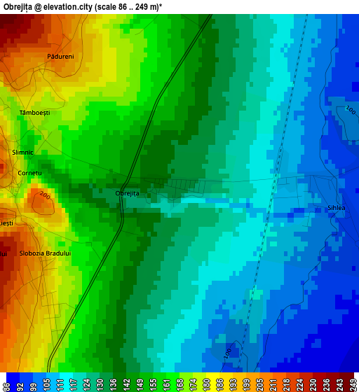 Obrejița elevation map
