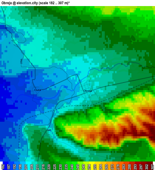 Obreja elevation map