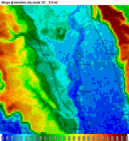 Oboga elevation map