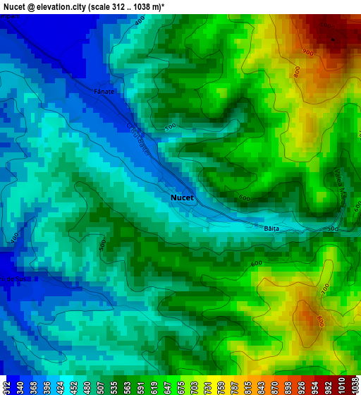 Nucet elevation map