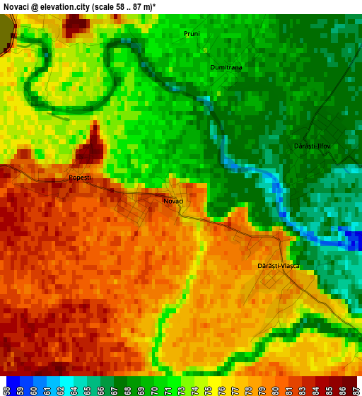 Novaci elevation map