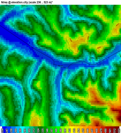 Nireș elevation map