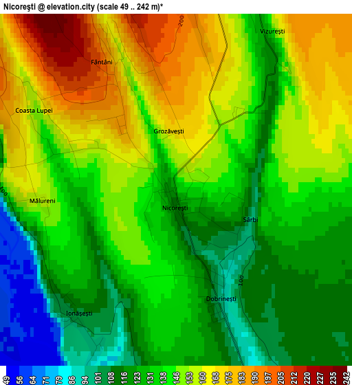 Nicoreşti elevation map