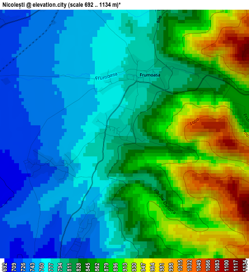 Nicolești elevation map