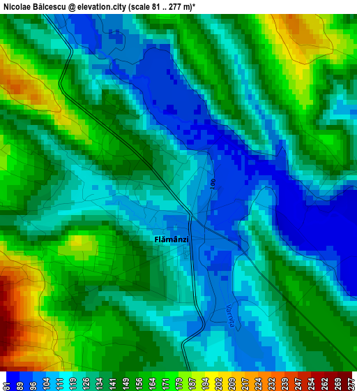 Nicolae Bălcescu elevation map