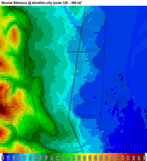 Nicolae Bălcescu elevation map
