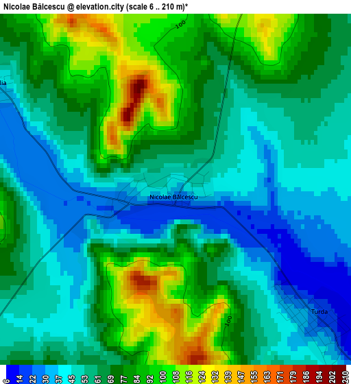 Nicolae Bălcescu elevation map