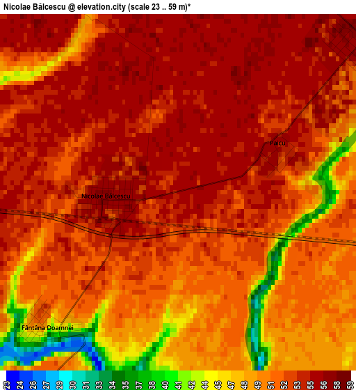 Nicolae Bălcescu elevation map