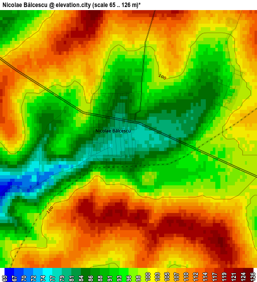 Nicolae Bălcescu elevation map