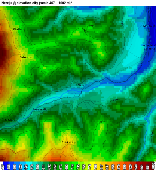 Nereju elevation map