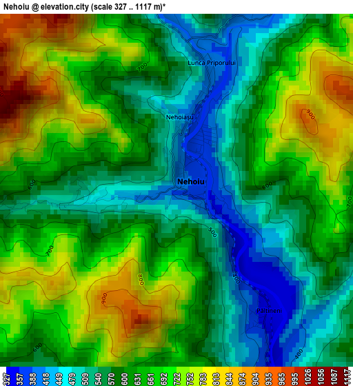 Nehoiu elevation map