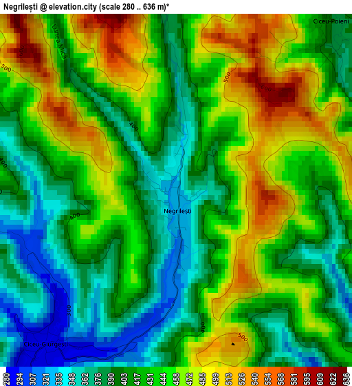 Negrilești elevation map