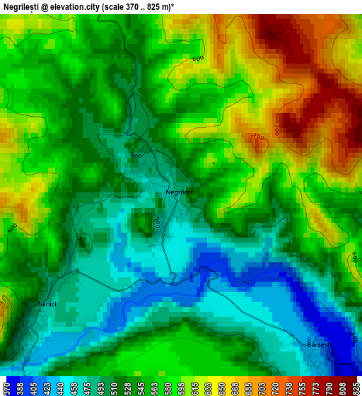 Negrilești elevation map