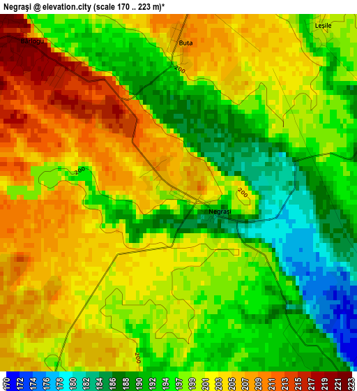 Negraşi elevation map