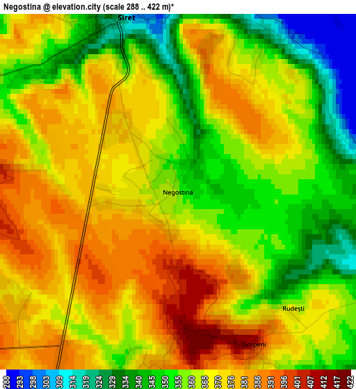 Negostina elevation map