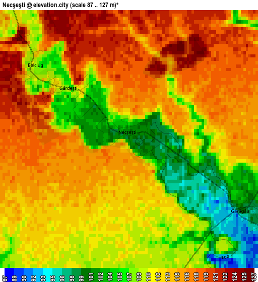 Necşeşti elevation map