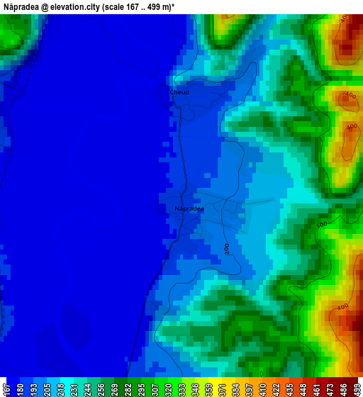 Năpradea elevation map