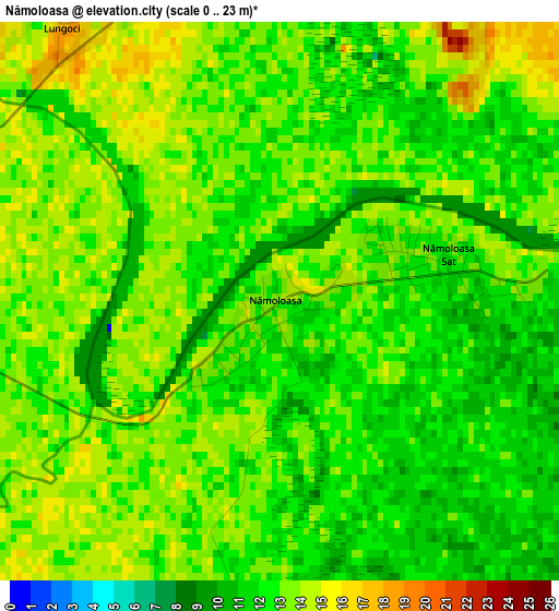 Nămoloasa elevation map