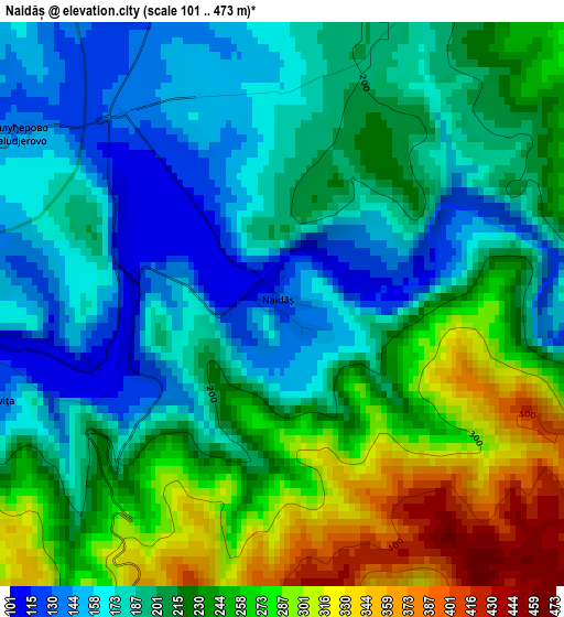 Naidăș elevation map