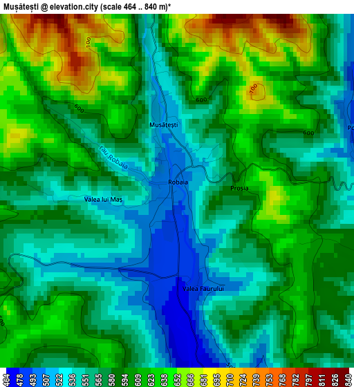 Mușătești elevation map