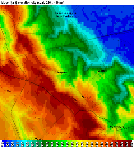 Muşeniţa elevation map