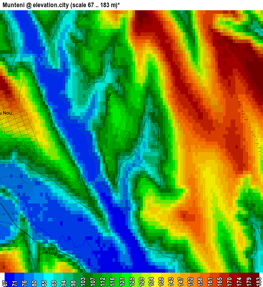 Munteni elevation map