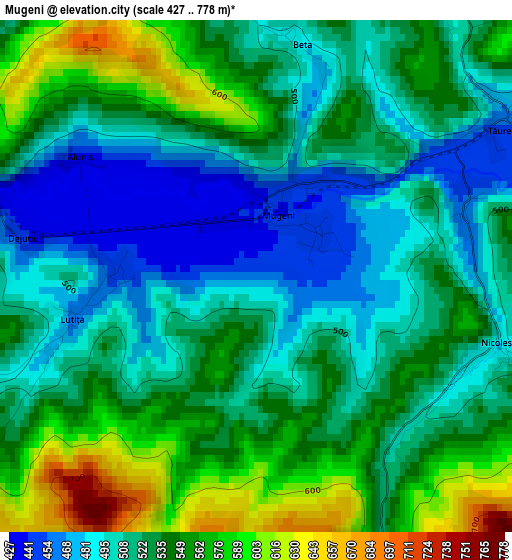 Mugeni elevation map