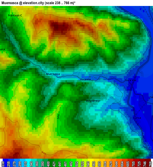 Muereasca elevation map