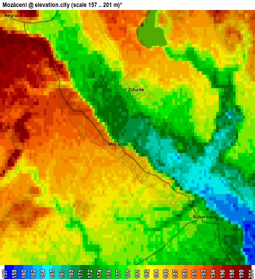 Mozăceni elevation map