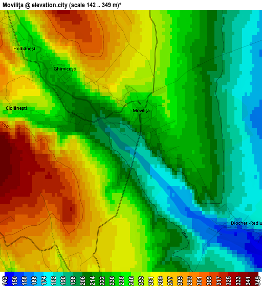 Moviliţa elevation map