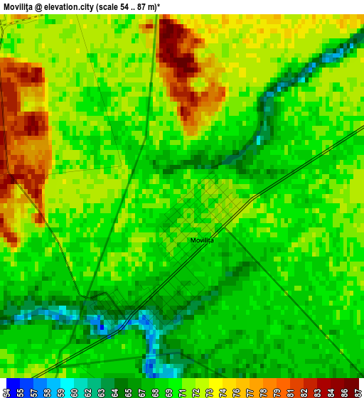 Moviliţa elevation map