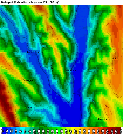 Motoşeni elevation map